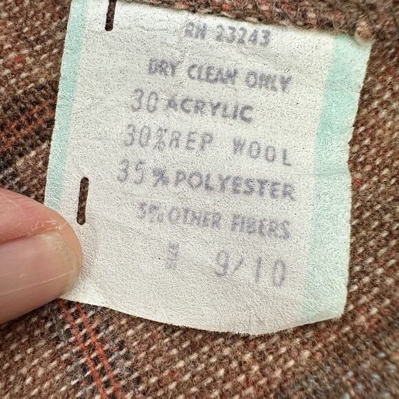 vintage tan Tartan   Wool Blend Skirt Size 9 Petite pockets 70’s - Picture 9 of 14